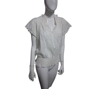 Mustard Seed Eyelet Women's size‎ Medium Romantic Dainty Delicate Smocked Top